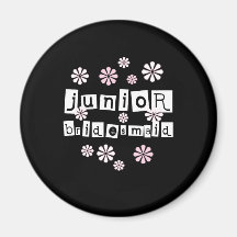 Jr. Bridesmaid White on Black Fridge Magnets
