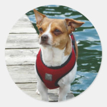 JRT in Red Vest on Boat Dock Stickers