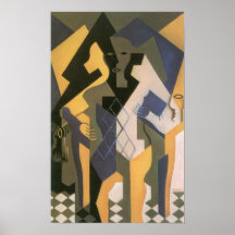 Juan Gris - Harlequin with table Posters