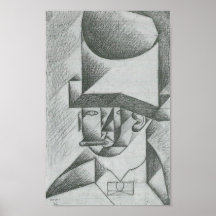 Juan Gris - Head of a man with cigar Poster
