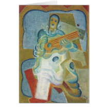 Juan Gris - Pierrot playing guitar Greeting Cards