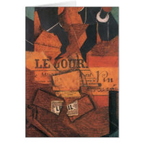 Juan Gris - Tobacco newspaper and wine bottle Greeting Card