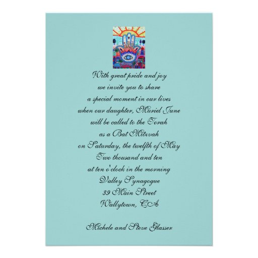 JUDAIC HAMSA BAT BAR MITZVAH INVITATION