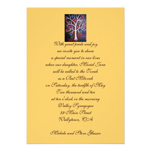 JUDAIC HAMSA BAT BAR MITZVAH INVITATION