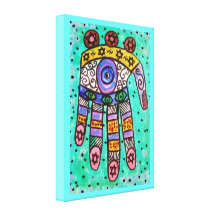 Judaica Batik Blue Sea Hamsa Canvas Print