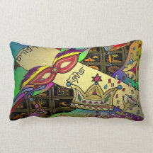 Judaica Happy Purim Jewish Holiday Throw Pillow