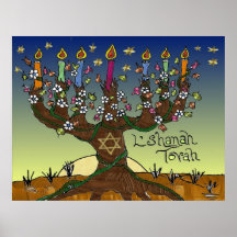 Judaica L'shanah Tovah Tree Of Life Print Poster