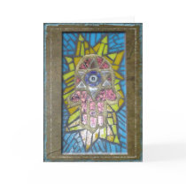 Judaica: Mosaic Glowing Hamsa w/Star of David cards
