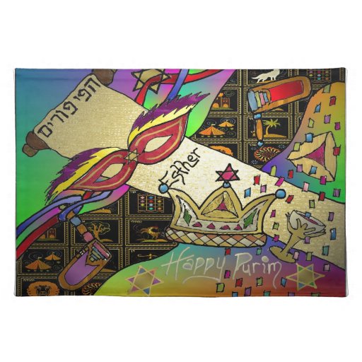 Judaica Purim Esther Celebration Art Print Cloth Placemat Zazzle