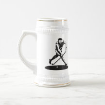 Jugador de hockey hierba que corre con el palillo  tazas