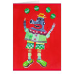 JUGGLING CLOWN ROBOT - pop art Cards