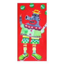 JUGGLING CLOWN ROBOT - pop art Photo Cards