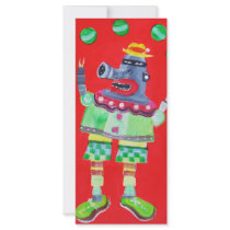 JUGGLING CLOWN ROBOT - pop art rack cards by loookingatthestars JUGGLING CLOWN ROBOT - pop art rack cards