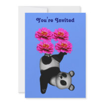 Juggling Panda Bear Party Invitation by SmilinEyesTreasures Juggling Panda Bear Party Invitation