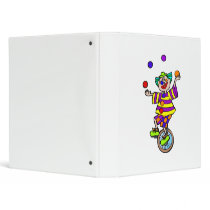 Juggling Unicycle Clown Vinyl Binder