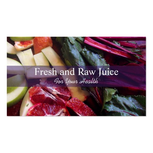 Juicing Nutritionist Food and Diet Health Business Card Templates (front side)