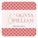Juicy guava Moroccan tile ampersand modern wedding Square Sticker