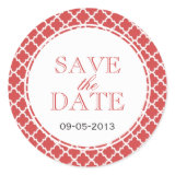 Juicy guava Moroccan tile SAVE THE DATE wedding Sticker