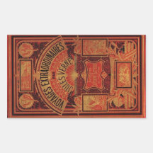 Jules Verne Extraordinary Voyages Book Cover Rectangle Sticker