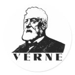 Jules Verne Round Stickers
