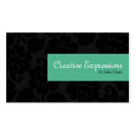 Julia Black and Teal Damask Floral Business Card business cards