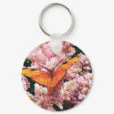 Julia Butterfly on Pink Flowers keychain