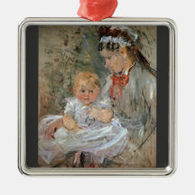 Julie with her nurse by Berthe Morisot Christmas Tree Ornament