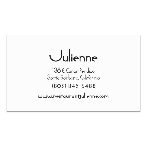 Julienne Business Card (back side)