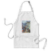 July 14th, Rue Daunou by Hassam, Vintage Fine Art Apron