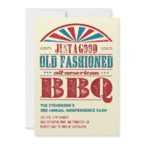 July 4 Independence Day BBQ Grunge Invitation