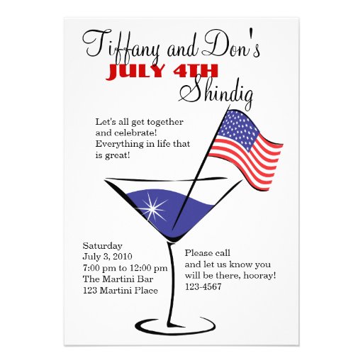 July 4 Martini Shindig! Personalized Invitation (front side)