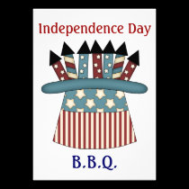 July 4th B.B.Q./Patriotic Hat Full of Fireworks invitations
