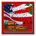 July 4th BBQ Grill Picnic Hamburger Hotdog Custom Announcements