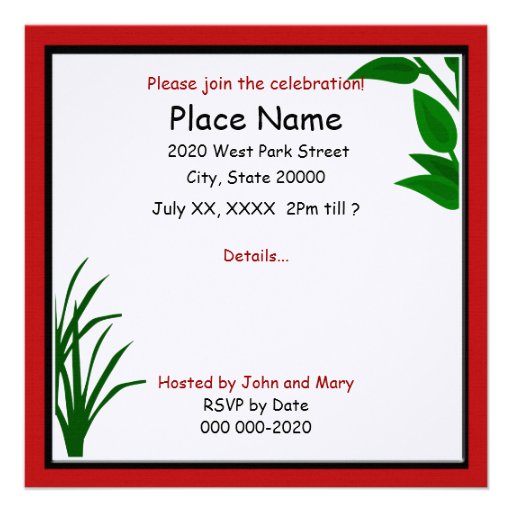 July 4th Birthday Grill Picnic Hamburger Hotdog Invitations