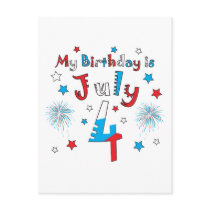 July 4th Birthday Postcard