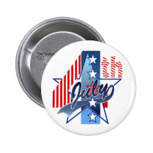 JULY 4th by SHARON SHARPE Pinback Buttons
