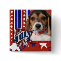 July 4th Firecracker - Beagle Puppy Pin