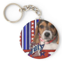 July 4th Firecracker - Beagle Puppy Keychain