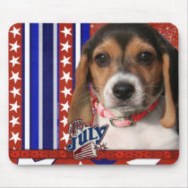 July 4th Firecracker - Beagle Puppy Mouse Pad
