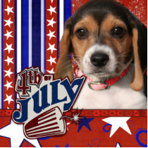 July 4th Firecracker - Beagle Puppy Acrylic Cut Out