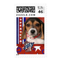 July 4th Firecracker - Beagle Puppy Stamp
