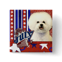 July 4th Firecracker - Bichon Frise Pinback Buttons