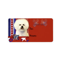 July 4th Firecracker - Bichon Frise Personalized Address Label
