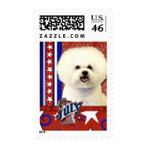 July 4th Firecracker - Bichon Frise Postage Stamps