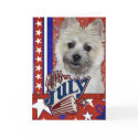 July 4th Firecracker Cairn Terrier Lt Teddy Bear card