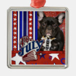 July 4th Firecracker - French Bulldog - Teal Christmas Ornament