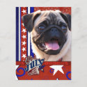 July 4th Firecracker - Pug Postcard
