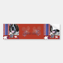 July 4th Firecracker - St Bernard - Mae Bumper Sticker