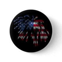 July 4th Fireworks & the American Flag in Lights Pinback Button