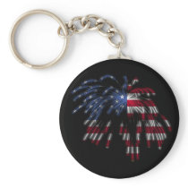 July 4th Fireworks & the American Flag in Lights Keychains